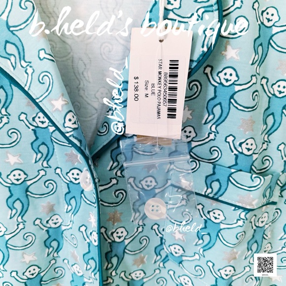 Roller Rabbit Star Monkey Polo Pajamas in Blue Size Medium (M) Brand New NWT - Picture 6 of 17